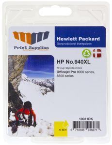 MM Yellow Inkjet Cartridge - Replaces HP No.940XL (C4909AE) - 40% Extra ink compared to OEM inktcartridge 1 stuk(s) Hoog (XL) rendement Geel