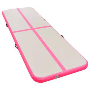 vidaXL Gymnastiekmat met pomp opblaasbaar 400x100x10 cm PVC roze