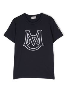 Moncler Enfant t-shirt en coton à logo brodé - Bleu