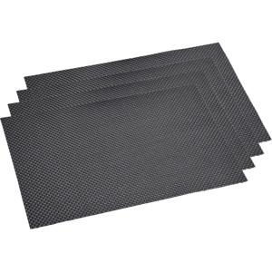 Kesper tafel placemats/onderleggers - 6x - zwart - 29 x 43 cm - Diner/Ontbijt - kunststof geweven