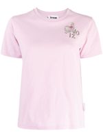 izzue t-shirt en coton à logo brodé - Rose