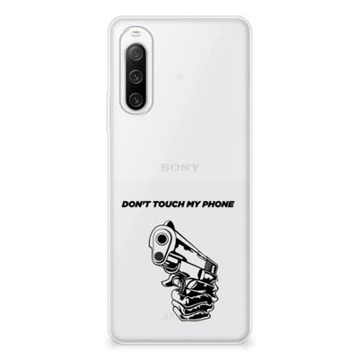 Sony Xperia 10 IV Silicone-hoesje Gun Don't Touch My Phone