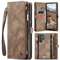 Caseme Samsung Galaxy S25 Ultra hoes - Vintage 2 in 1 portemonnee - Bruin