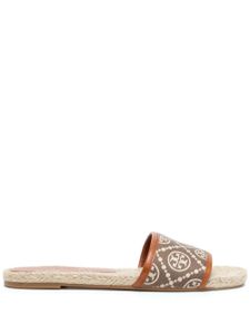 Tory Burch espadrilles à motif monogrammé brodé - Marron