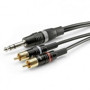 Sommer Cable HBP-6SC2-0300 Jackplug / Cinch Audio Aansluitkabel [2x Cinch-stekker - 1x Jackplug male 6,3 mm (stereo)] 3.00 m Zwart
