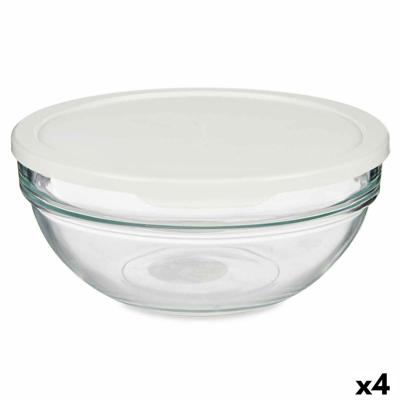 Ronde Lunchtrommel met Deksel Chefs Wit 1,135 L 17,2 x 7,6 x 17,2 cm (4 Stuks)