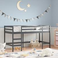 Kinderhoogslaper met ladder 90x200 cm massief grenenhout zwart