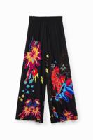 Palazzo broek tekeningen jungle - BLACK - XXL