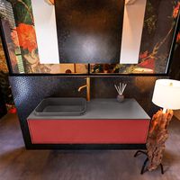 Badkamermeubelset Mondiaz Erin 120 cm met 1 Lade met RIDGE Wastafel Links Dark grey met 1 kraangat Greeploos Mat Fire Badkamermeubelset Mondiaz Erin 120 cm met 1 Lade met RIDGE Wastafel Links Dark grey met 1 kraangat Greeploos Mat Fire