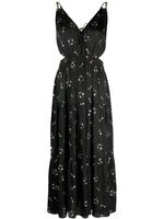 Maje floral-embroidered cut-out midi dress - Noir