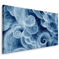 Schilderij - Abstracte geagiteerde golven, blauw, premium print