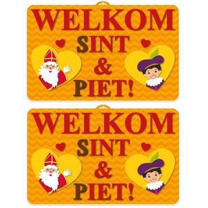 2x Sinterklaas 3D wanddecoratie 58 x 38 cm