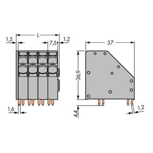 WAGO 746-2308 Veerkrachtklemblok 10.00 mm² Aantal polen 8 Grijs 16 stuk(s)