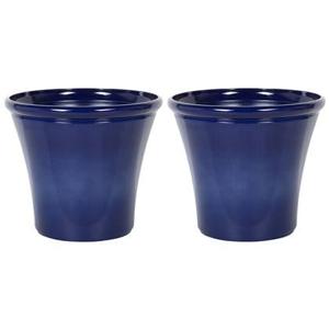 Beliani - KOKKINO - Bloempot set - Blauw - 55 cm - Klei-vezelmengsel