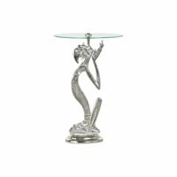 Bijzettafel DKD Home Decor 46 x 46 x 72 cm Kristal Zilverkleurig Transparant Aluminium