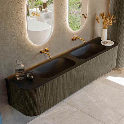 Badmeubel Mondiaz Kurve | 200 cm | Meubelkleur Shadow | Wastafelkleur Urban | Solid surface | Wasbak beiden zijden spoelbak | Zonder kraangat(en) Badmeubel Mondiaz Kurve | 200 cm | Meubelkleur Shadow | Wastafelkleur Urban | Solid surface | Wasbak beiden zijden spoelbak | Zonder kraangat(en)