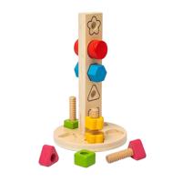 Bigjigs houten moeren- en boutentoren, 11dlg.
