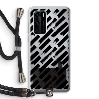 Zwarte vegen: Huawei P40 Transparant Hoesje met koord