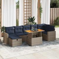 8-delige Loungeset met kussens poly rattan acacia bruin