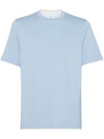 Brunello Cucinelli t-shirt en coton à effet superposé - Bleu