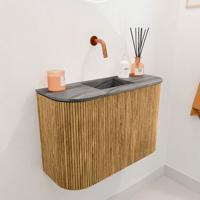 Toiletmeubel Mondiaz Joya Dlux | 63.2 cm | Meubelkleur Oak | Faye wastafel Sombra Wasbak Midden | Zonder kraangat(en)