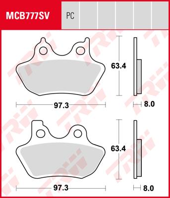 TRW Remblokken, en remschoenen voor de moto, MCB777PC Allround organisch/carbon