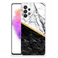 Samsung Galaxy A73 5G | TPU | Siliconen hoesje | Marmer Wit Zwart - Origineel Cadeau Man