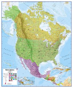 Wandkaart - Prikbord Noord Amerika - North America Political 120 x 100 cm | Maps International