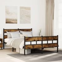 Bedframe zonder matras metaal gerookt eikenkleurig 135x190 cm
