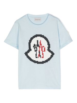Moncler Enfant t-shirt en coton à logo imprimé - Bleu