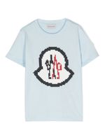 Moncler Enfant t-shirt en coton à logo imprimé - Bleu