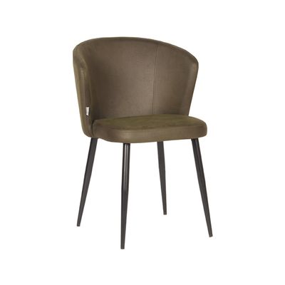 LABEL51 Eetkamerstoel Wave - Army green - Microfiber - Black Frame