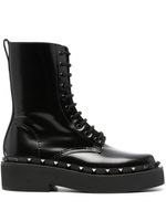 Valentino Garavani bottes cloutées en cuir à lacets - Noir - thumbnail