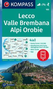 Wandelkaart 105 Lecco - Valle Brembana | Kompass