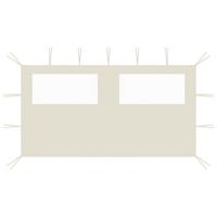 VidaXL Prieelzijwand met ramen 4x2 m crèmekleurig