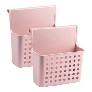 PlasticForte Badkamerrekje - Set van 2x stuks - roze - douche opbergmandje - 26x24 cm