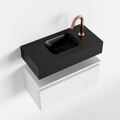 Toiletmeubel Mondiaz Andor | 60 cm | Meubelkleur Talc | Lex vrijhangend wastafel Urban Midden | 1 kraangat