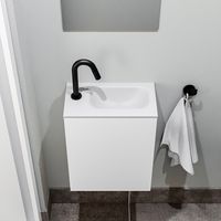 Zaro Polly toiletmeubel 40cm mat wit met witte wastafel met kraangat links - thumbnail
