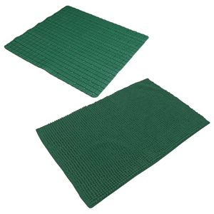 Urban Living Douche anti-slip en droogloop mat/tapijt - badkamer set - rubber/polyester - donkergroen - Badmatjes
