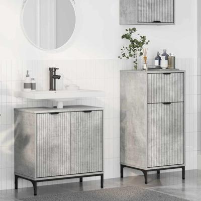 Badkamermeubelset met lade 2 pcs Betongrijs 39.5 x 36 x 88 cm