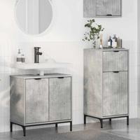 Badkamermeubelset met lade 2 pcs Betongrijs 39.5 x 36 x 88 cm