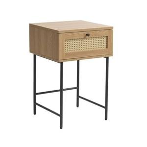 Rebellenclub Berley Nachtkastje - 45 x 45 cm - Eiken met Rattan