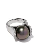 Yoko London bague Twilight en or blanc 18ct ornée de perles de Tahiti et de diamants - Argent