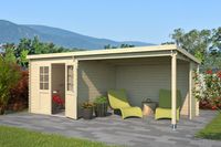 Outdoor Life Sunniva Blokhut 590x295 cm 28 mm vuren blank- Lessenaarsdak- Onbehandeld vurenhout- Outdoor Life