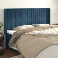 Hoofdbord met randen 183x16x118/128 cm fluweel donkerblauw
