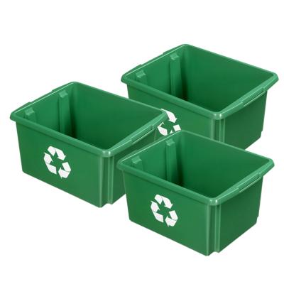 Sunware opslagbox - 3x - groen - 32 liter - 45 x 36 x 24 cm - kunststof - opbergbox