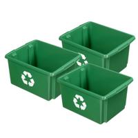 Sunware opslagbox - 3x - groen - 32 liter - 45 x 36 x 24 cm - kunststof - opbergbox