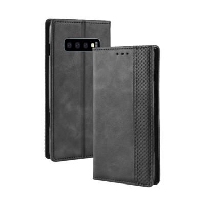 Magnetische Buckle retro textuur horizontale Flip lederen case voor Galaxy S10, met houder & kaartsleuven & portemonnee (zwart)