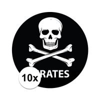 10 stuks zwarte piraten stickers 14,8 cm - thumbnail