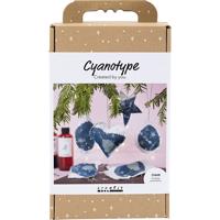 Creativ Company Hobbyset cyanotypie, kerstdecoraties met cyanotypie, blauw, zilver, 1 doos